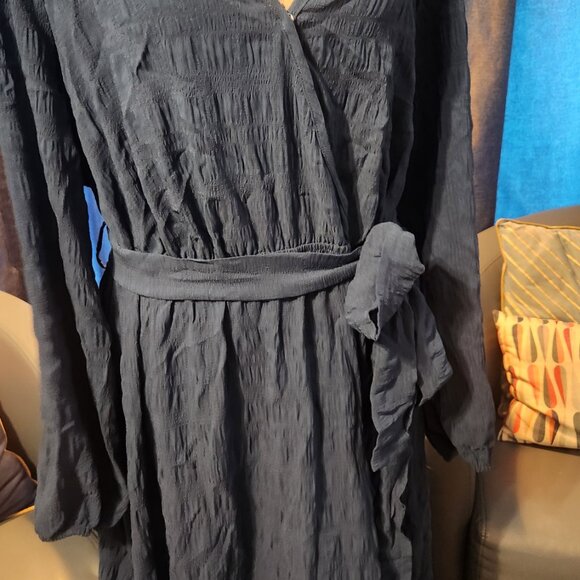 NWT CUPSHE Plus Size XXL V-Neck Long Sleeve Wrap Maxi Dress with Belt, Fall Casu - Picture 7 of 13